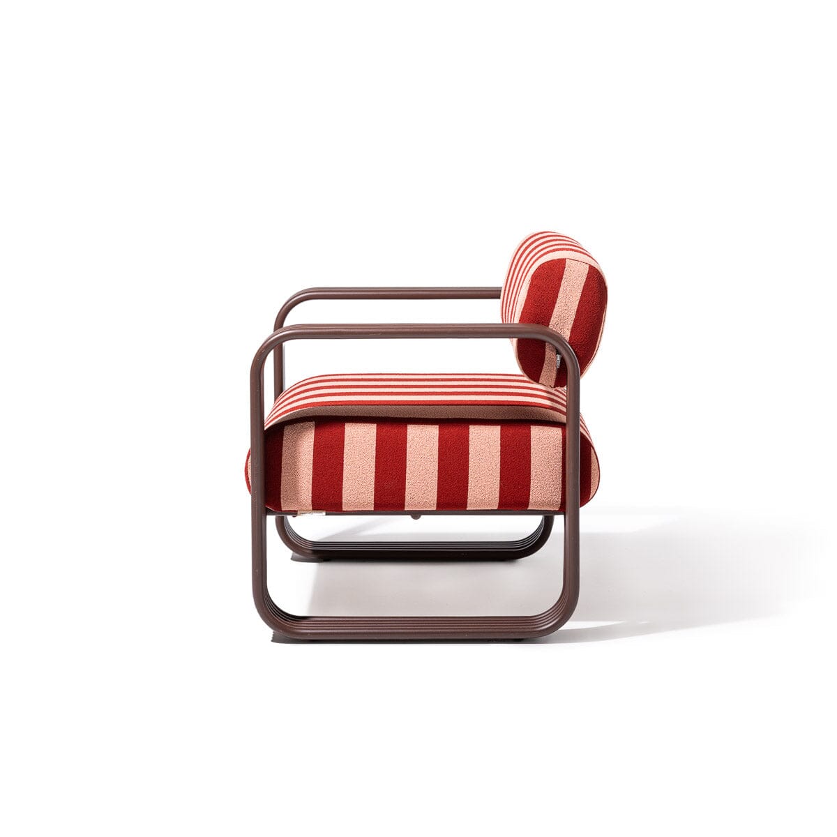 Contini Accent Chair in Terry Terracotta Stripe | Merlot Frame Contini Accent Chair Kit Business & Pleasure Co Aus