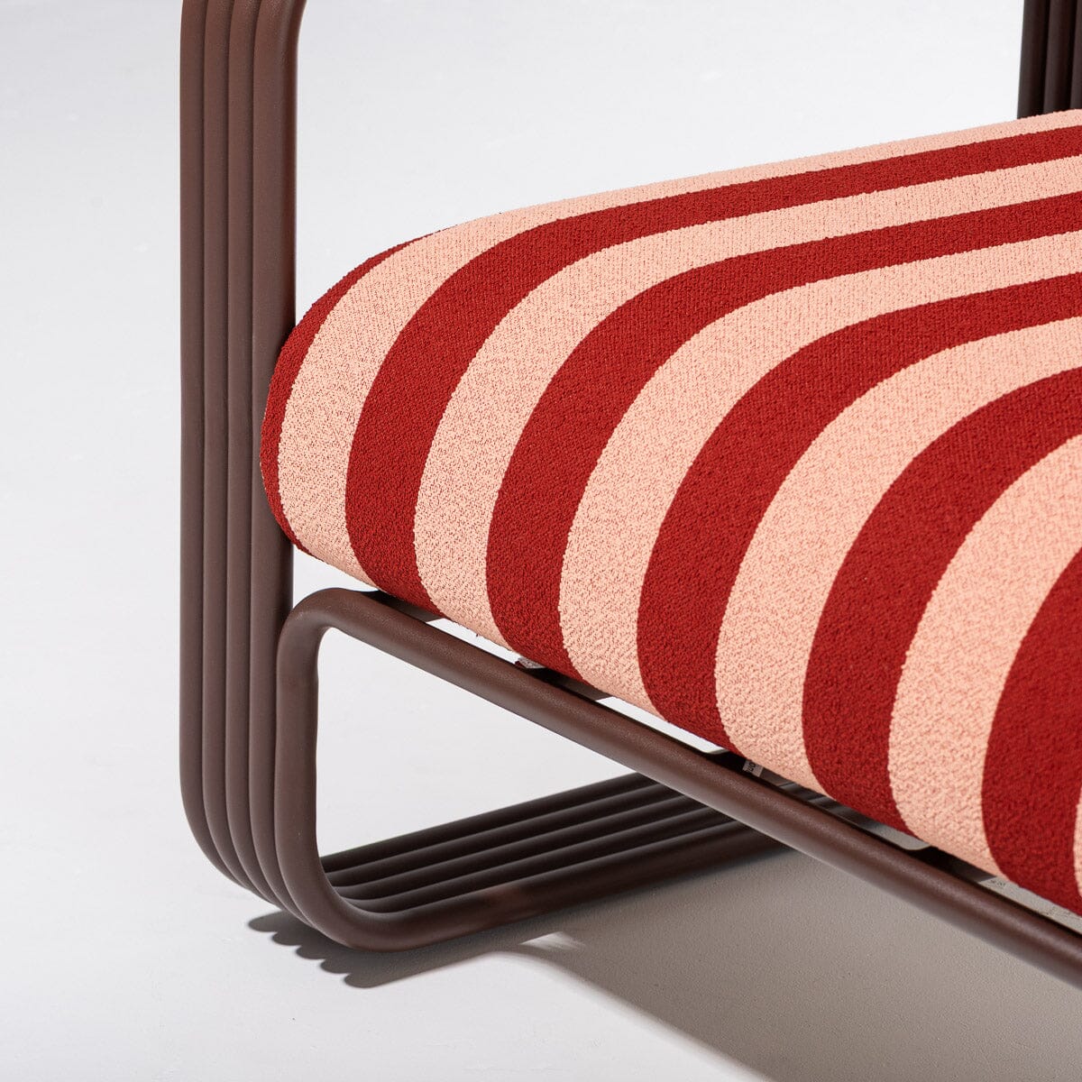 Contini Accent Chair in Terry Terracotta Stripe | Merlot Frame Contini Accent Chair Kit Business & Pleasure Co Aus