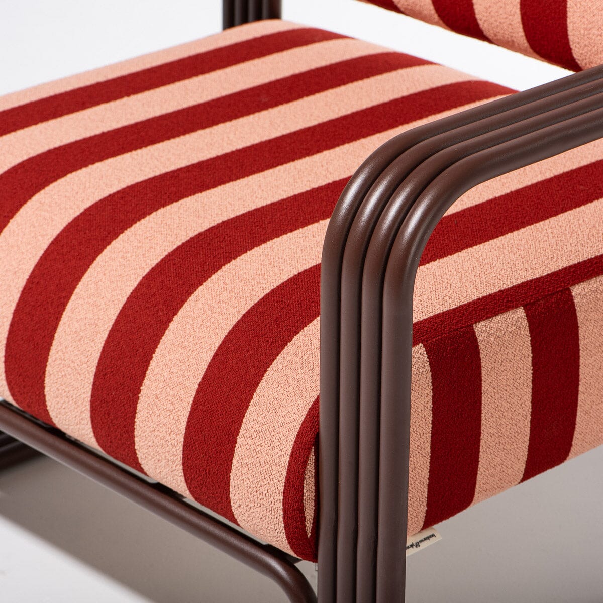 Contini Accent Chair in Terry Terracotta Stripe | Merlot Frame Contini Accent Chair Kit Business & Pleasure Co Aus