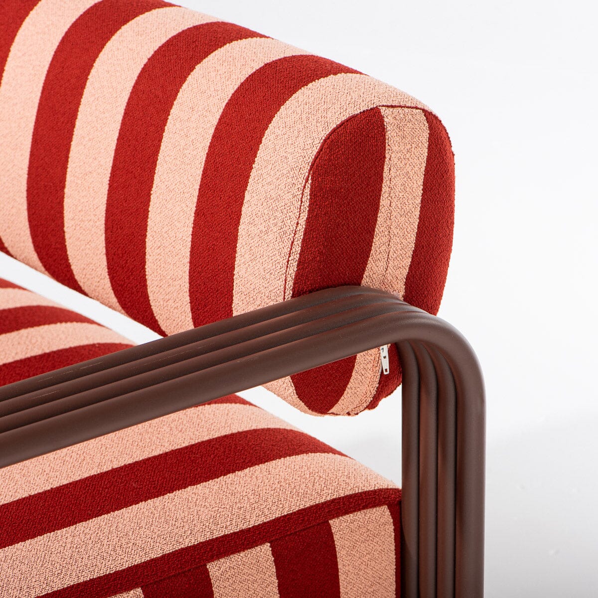 Contini Accent Chair in Terry Terracotta Stripe | Merlot Frame Contini Accent Chair Kit Business & Pleasure Co Aus