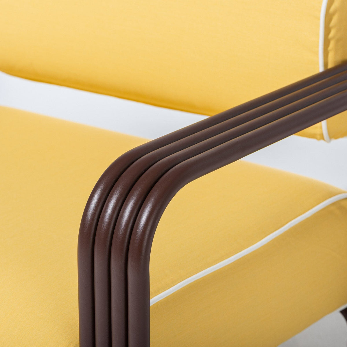 Contini Accent Chair in Rivie Mimosa | Merlot Frame Contini Accent Chair Kit Business & Pleasure Co Aus
