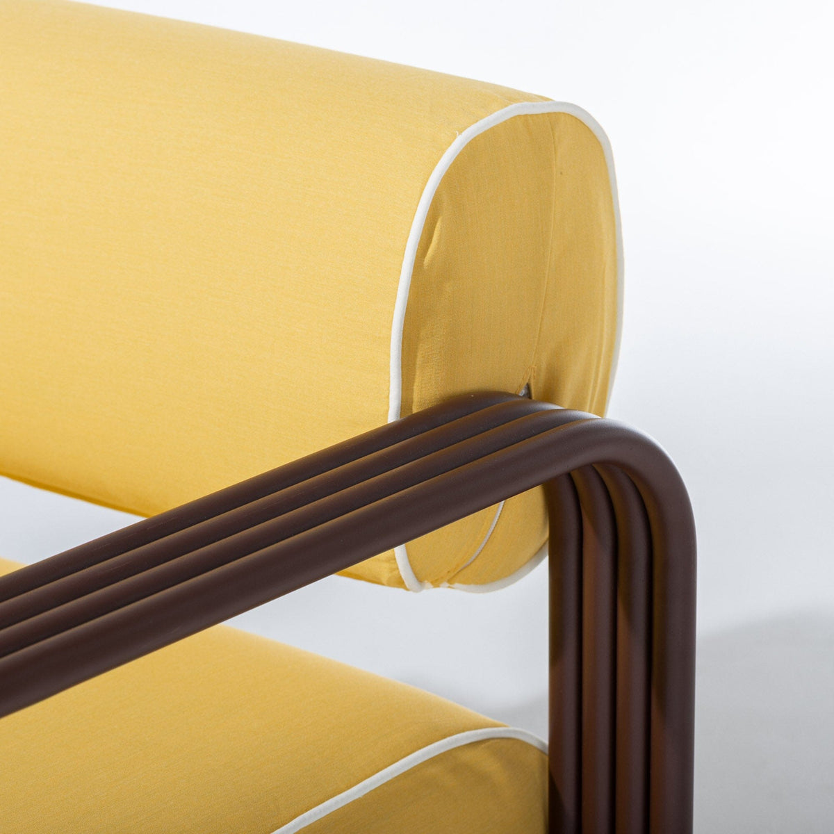 Contini Accent Chair in Rivie Mimosa | Merlot Frame Contini Accent Chair Kit Business & Pleasure Co Aus