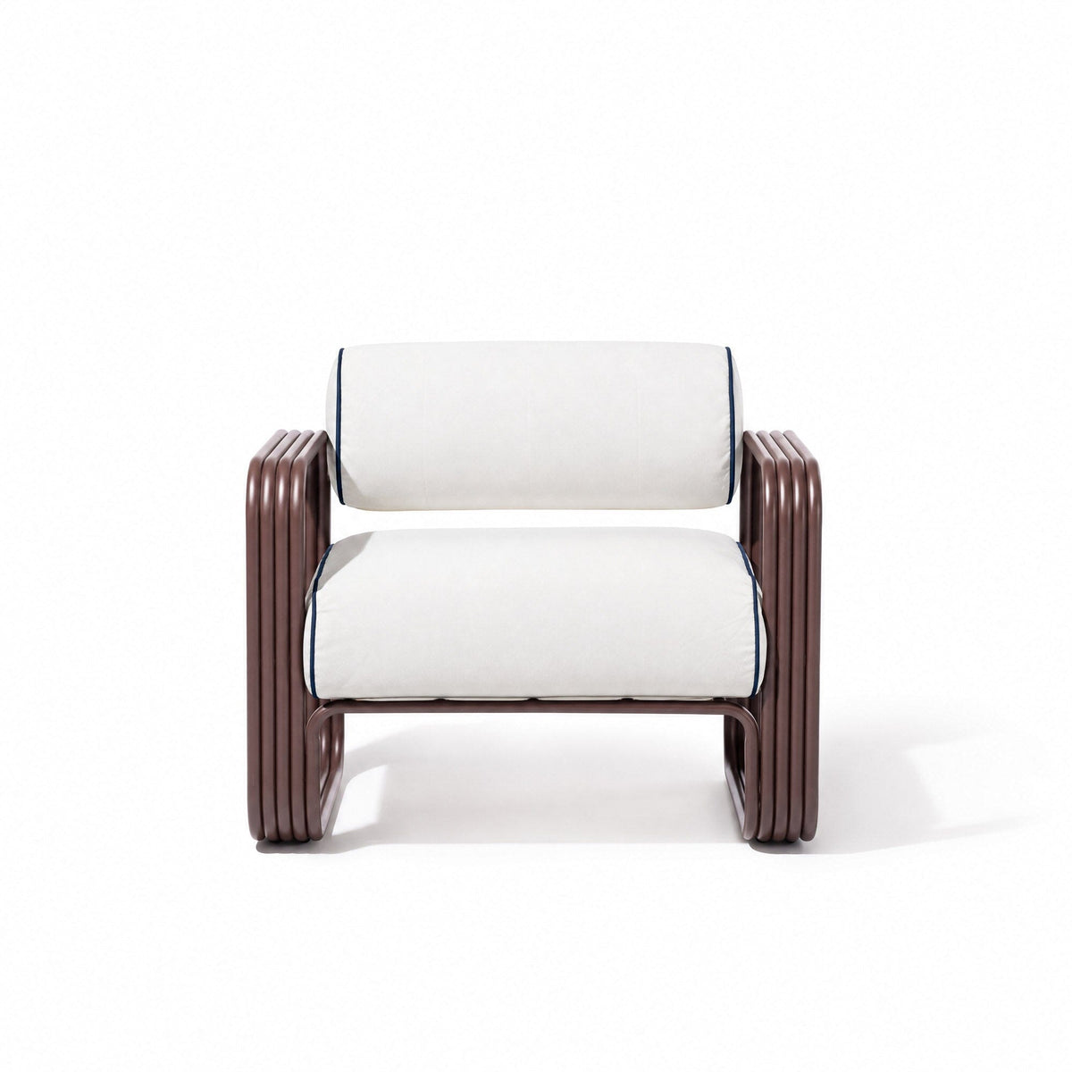 Contini Accent Chair in Rivie White | Merlot Frame Contini Accent Chair Kit Business & Pleasure Co Aus