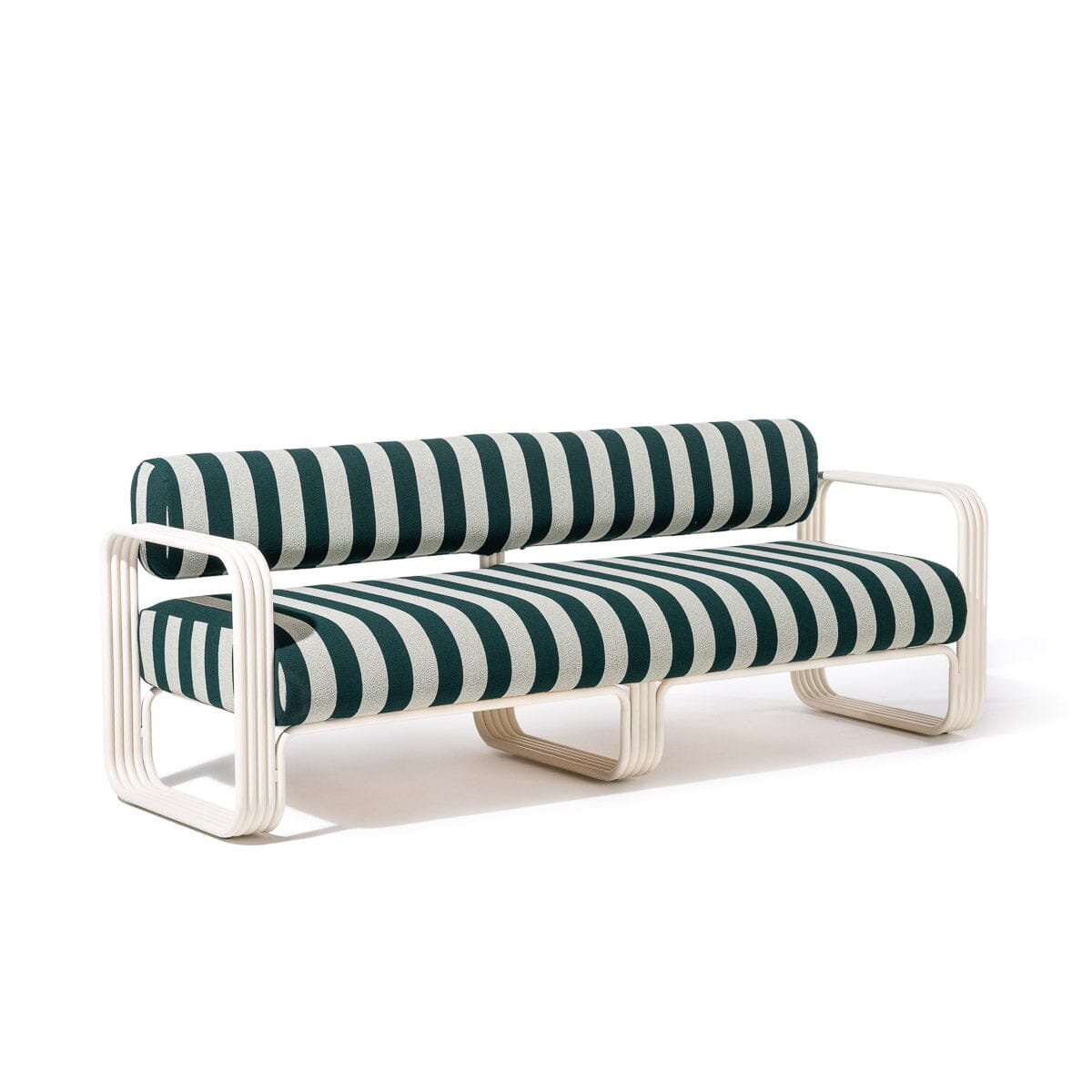 Contini Sofa in Terry Green Stripe | Antique White Frame Contini Sofa Kit Business & Pleasure Co Aus