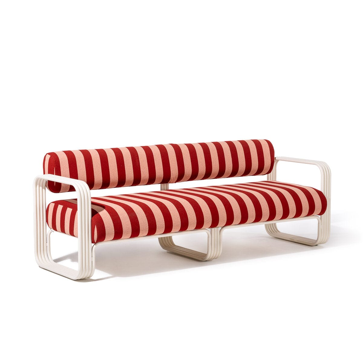 Contini Sofa in Terracotta Stripe | Antique White Frame Contini Sofa Kit Business & Pleasure Co Aus