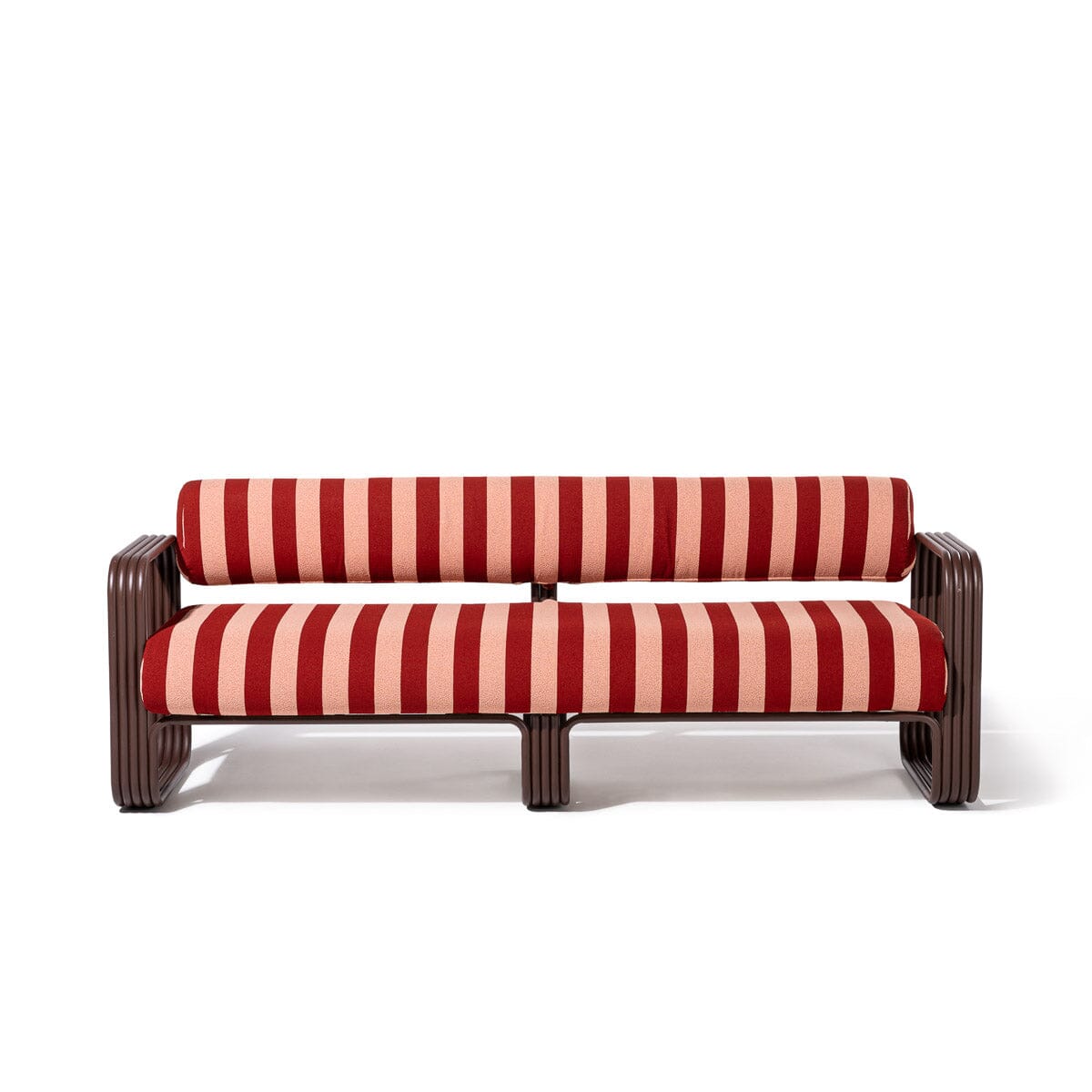 Product image of Contini Sofa in Terry Terracotta Stripes | Merlot Frame Contini Sofa Kit Business & Pleasure Co Aus