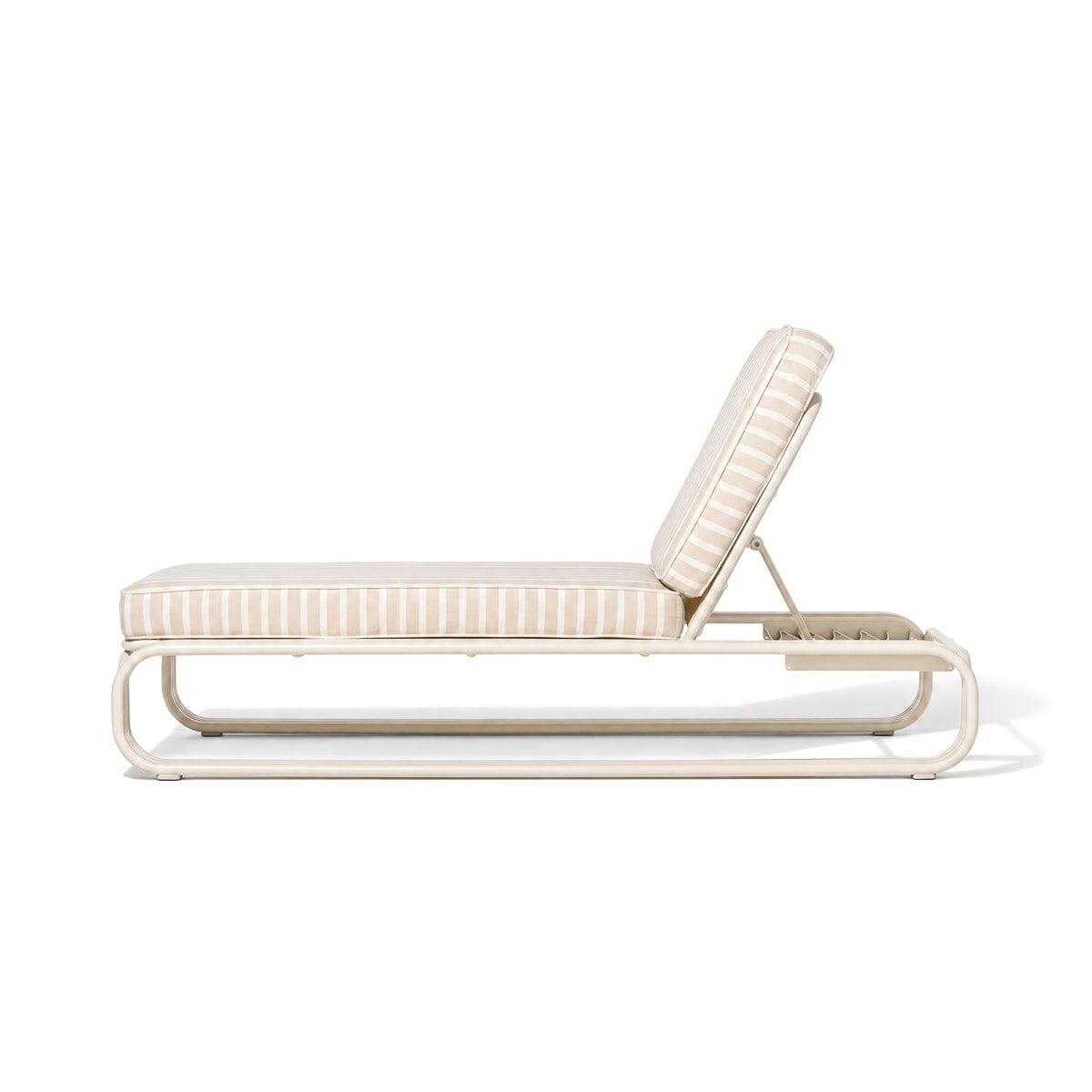 The Contini Sun Lounger in Monaco Natural Stripe | Antique White Frame Contini Sun Lounger Kit Business & Pleasure Co Aus