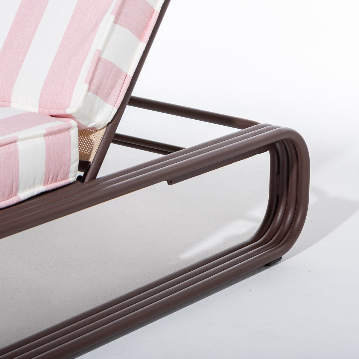 The Contini Sun Lounger in Crew Pink Stripe | Merlot Frame Contini Sun Lounger Kit Business & Pleasure Co Aus