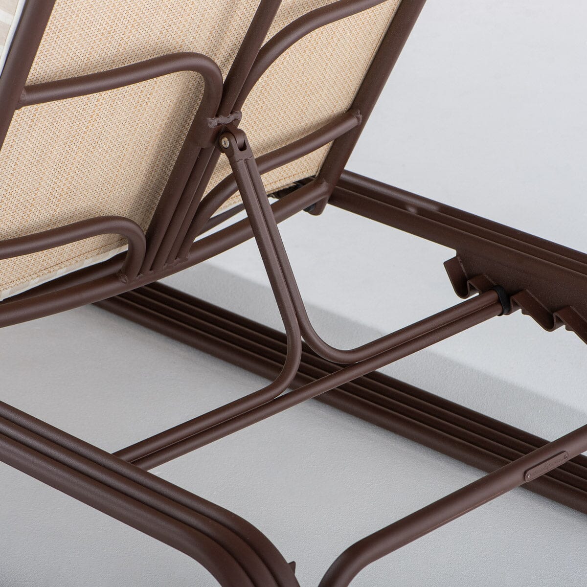 The Contini Sun Lounger in Monaco Natural Stripe | Merlot Frame Contini Sun Lounger Kit Business & Pleasure Co Aus