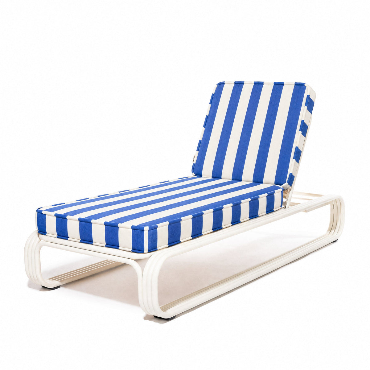Product image of Contini Sun Lounger in Crew Mediterranean Blue Stripe | Antique White Frame Contini Sun Lounger Kit Business & Pleasure Co Aus