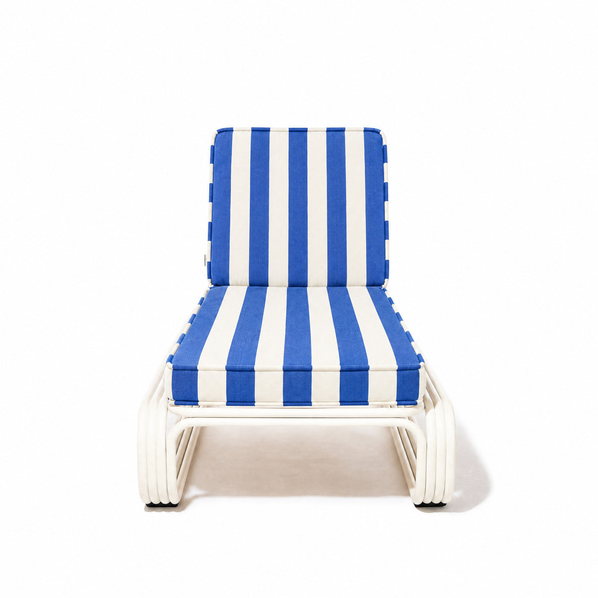 Contini Sun Lounger in Crew Mediterranean Blue Stripe | Antique White Frame