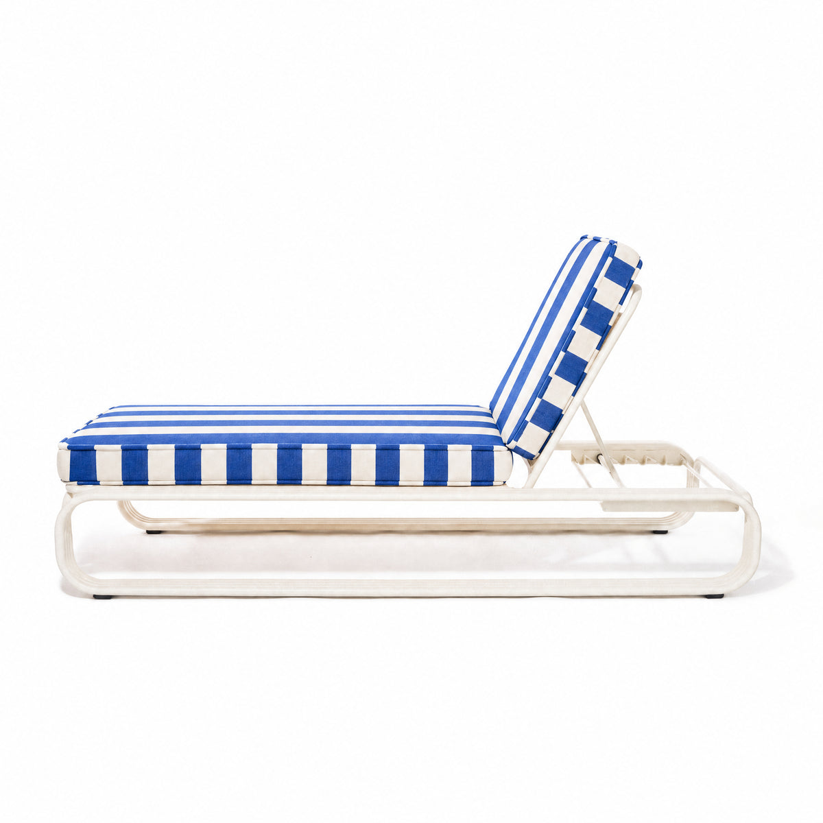 Contini Sun Lounger in Crew Mediterranean Blue Stripe | Antique White Frame
