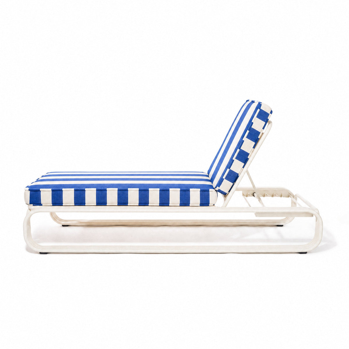 Contini Sun Lounger in Crew Mediterranean Blue Stripe | Antique White Frame Contini Sun Lounger Kit Business & Pleasure Co Aus