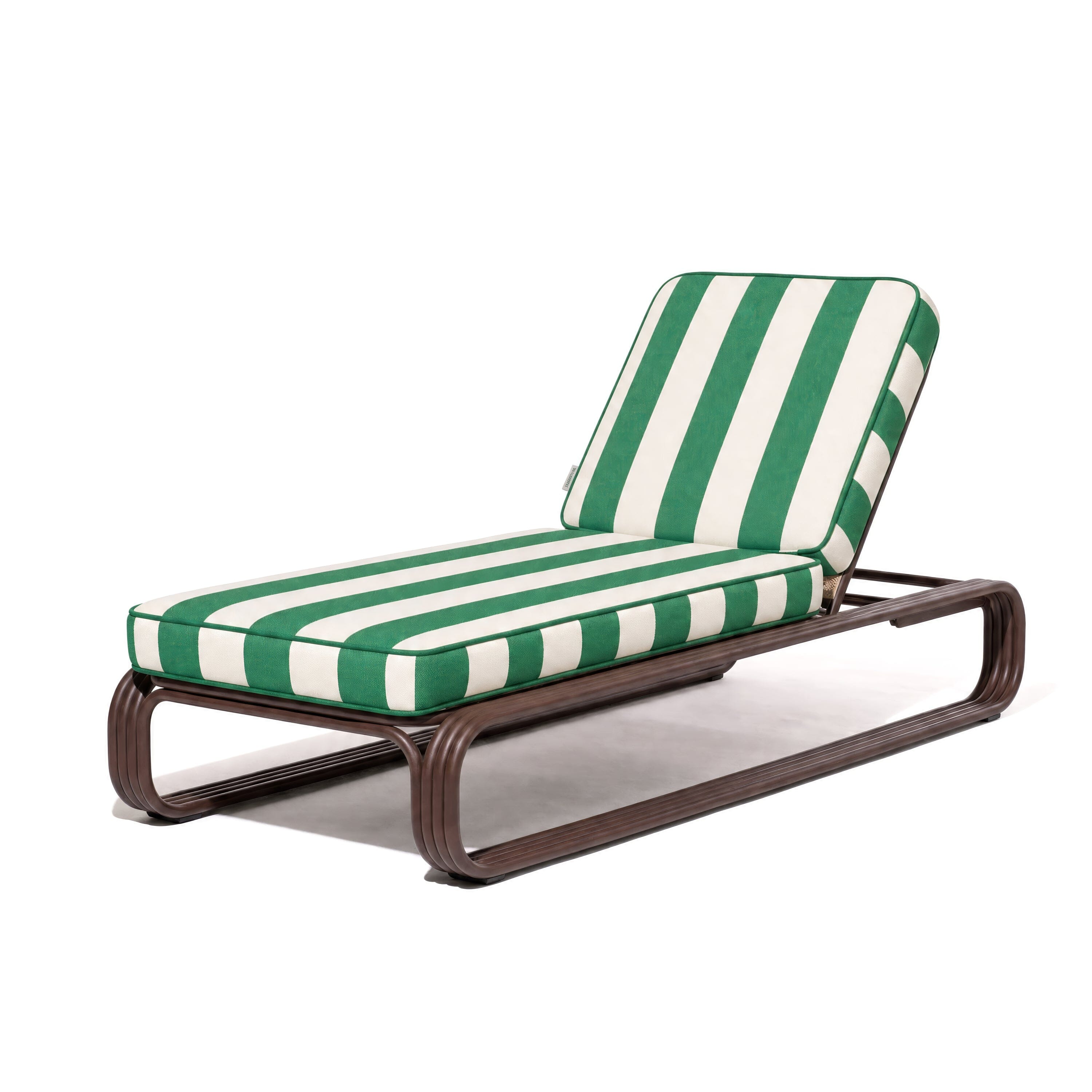 Product image of The Contini Sun Lounger in Crew Canyon Green Stripe | Merlot Frame Contini Sun Lounger Kit Business & Pleasure Co Aus