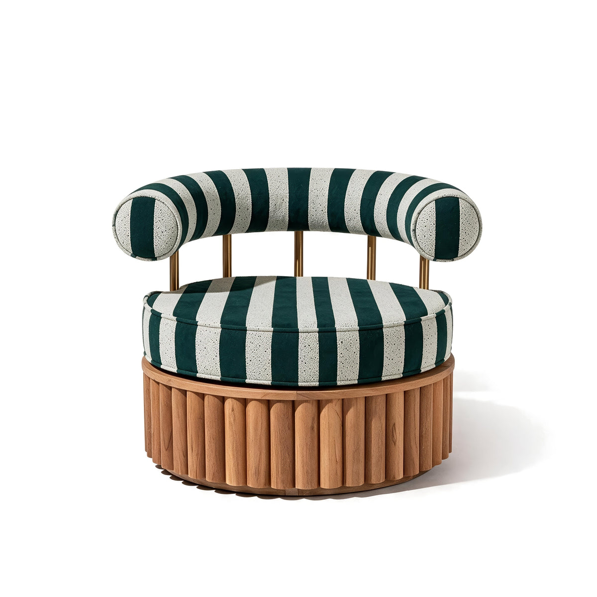 Daisy Accent Chair in Terry Green Stripe | Teakwood Frame Daisy Accent Chair Kit Business & Pleasure Co Aus