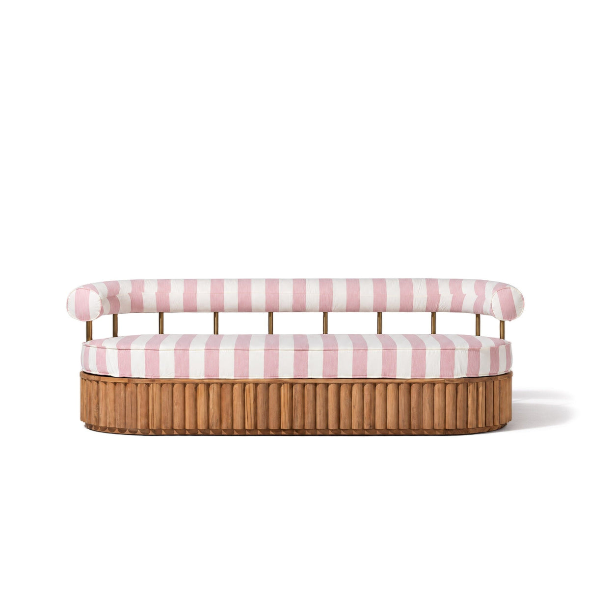 Daisy Sofa in Crew Pink Stripe | Teakwood Frame Daisy Sofa Kit Business & Pleasure Co Aus