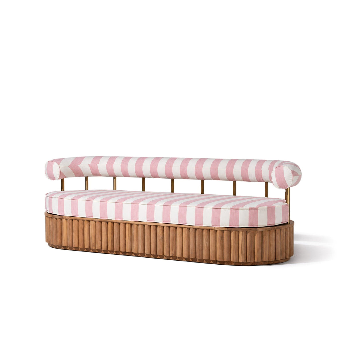 Daisy Sofa in Crew Pink Stripe | Teakwood Frame Daisy Sofa Kit Business & Pleasure Co Aus
