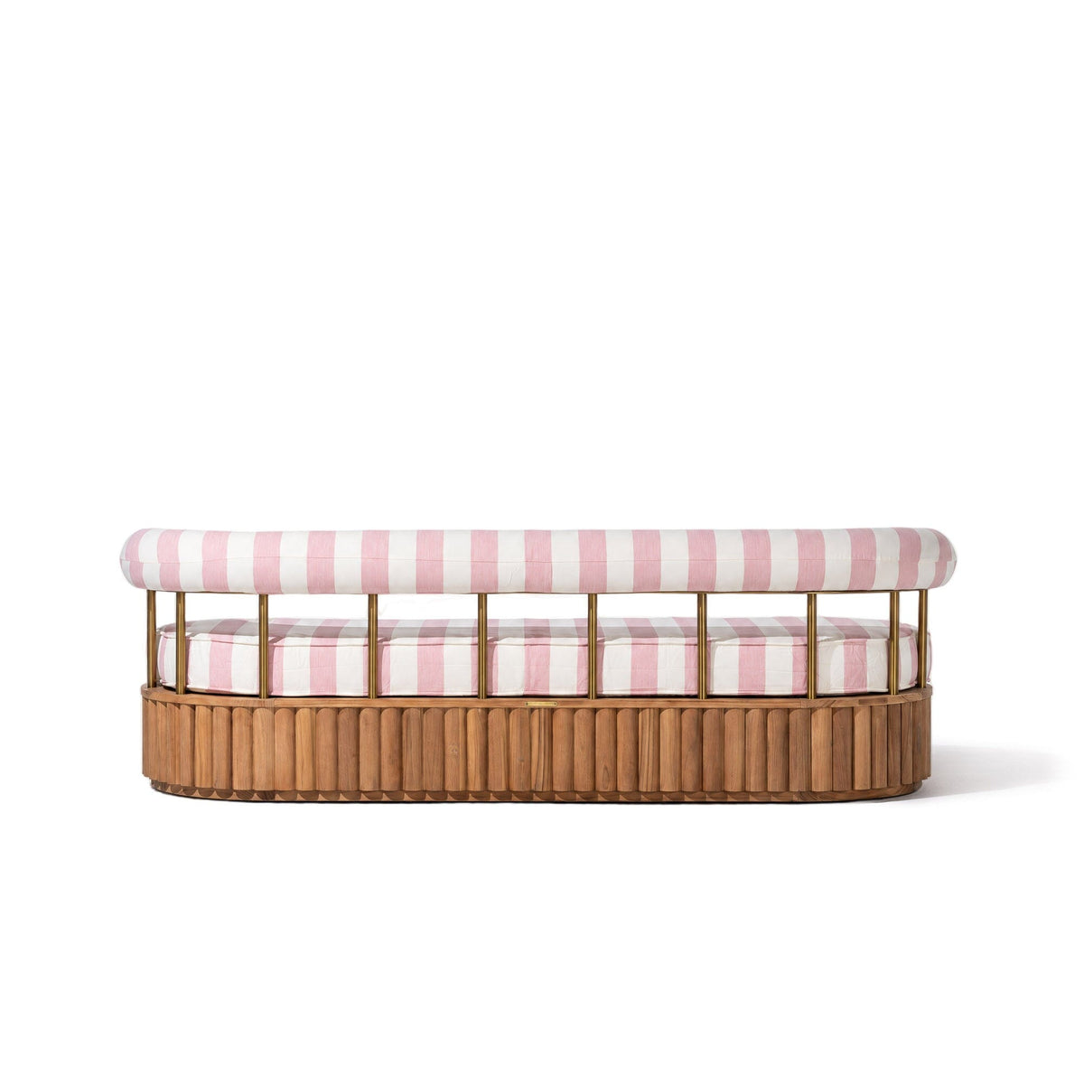 Daisy Sofa in Crew Pink Stripe | Teakwood Frame Daisy Sofa Kit Business & Pleasure Co Aus