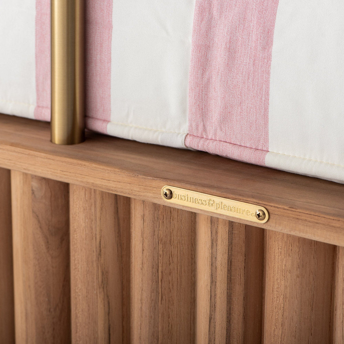 Daisy Sofa in Crew Pink Stripe | Teakwood Frame Daisy Sofa Kit Business & Pleasure Co Aus