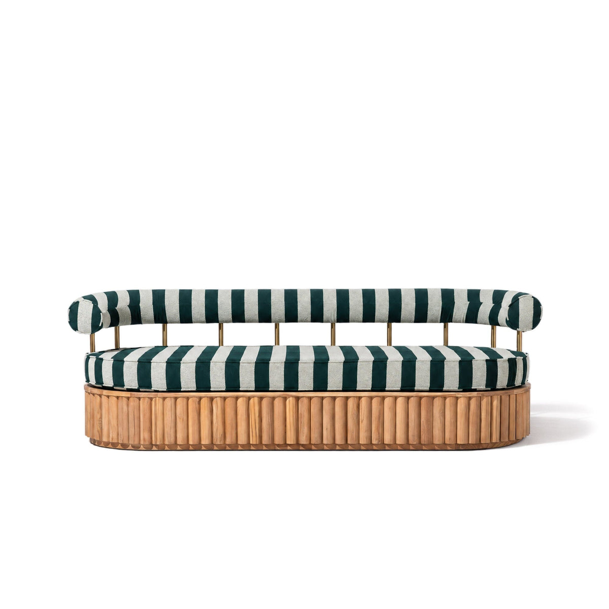 Daisy Sofa in Terry Green Stripe | Teakwood Frame Daisy Sofa Kit Business & Pleasure Co Aus