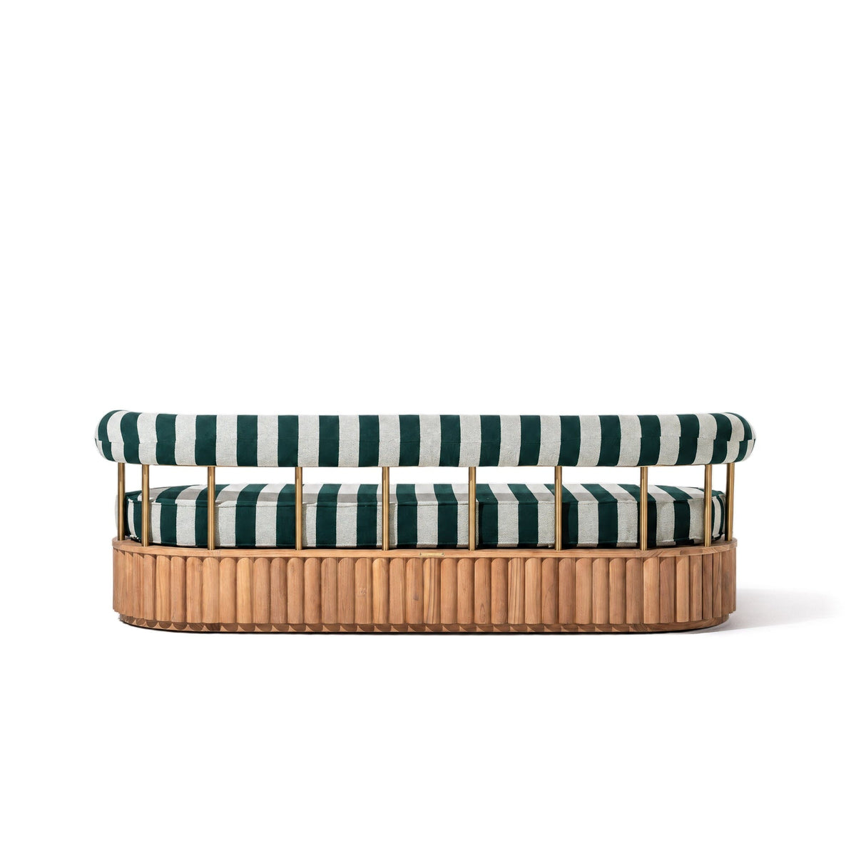 Daisy Sofa in Terry Green Stripe | Teakwood Frame Daisy Sofa Kit Business & Pleasure Co Aus