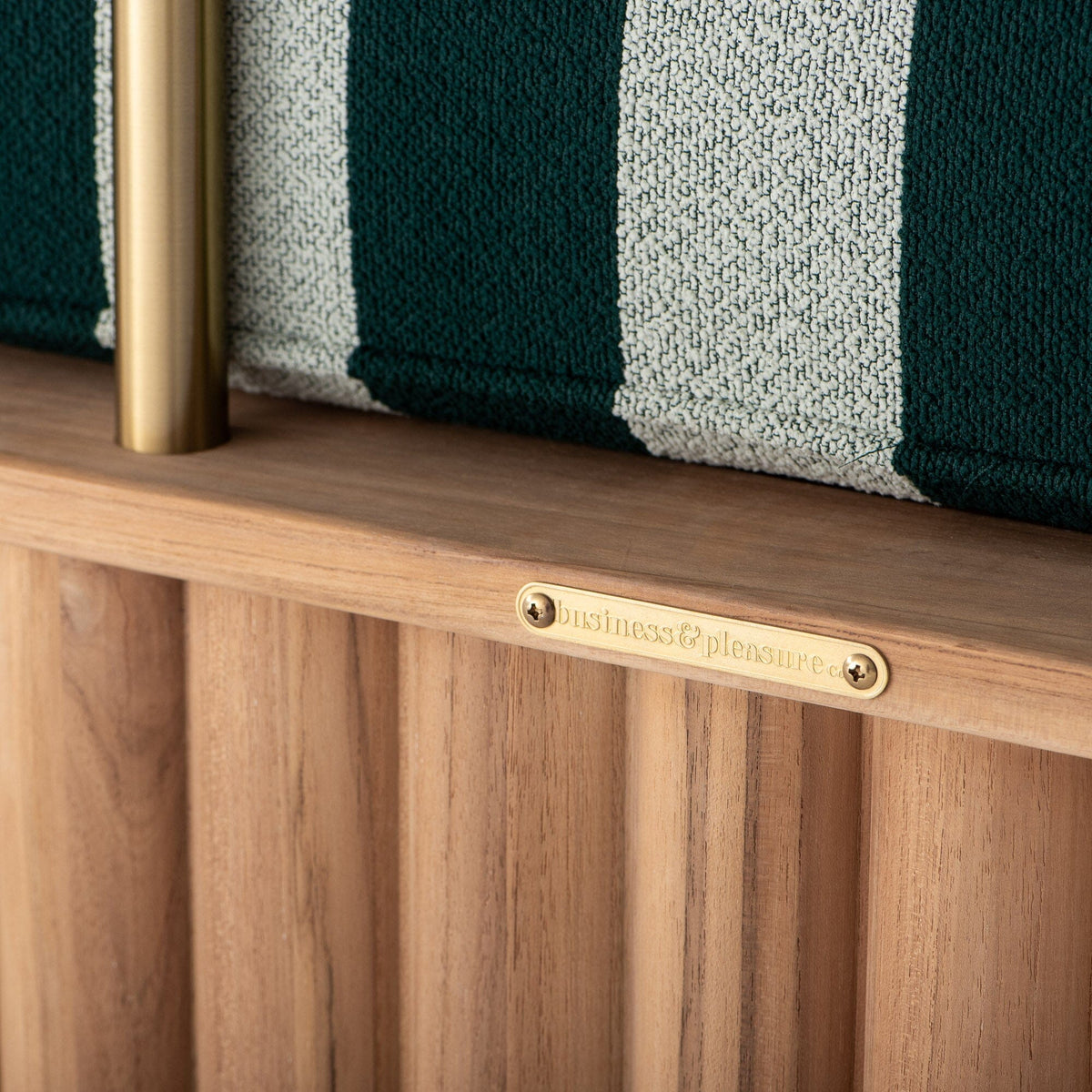 Daisy Sofa in Terry Green Stripe | Teakwood Frame Daisy Sofa Kit Business & Pleasure Co Aus