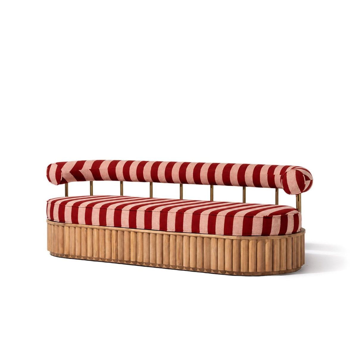 Daisy Sofa in Terry Terracotta Stripe | Teakwood Frame Daisy Sofa Kit Business & Pleasure Co Aus
