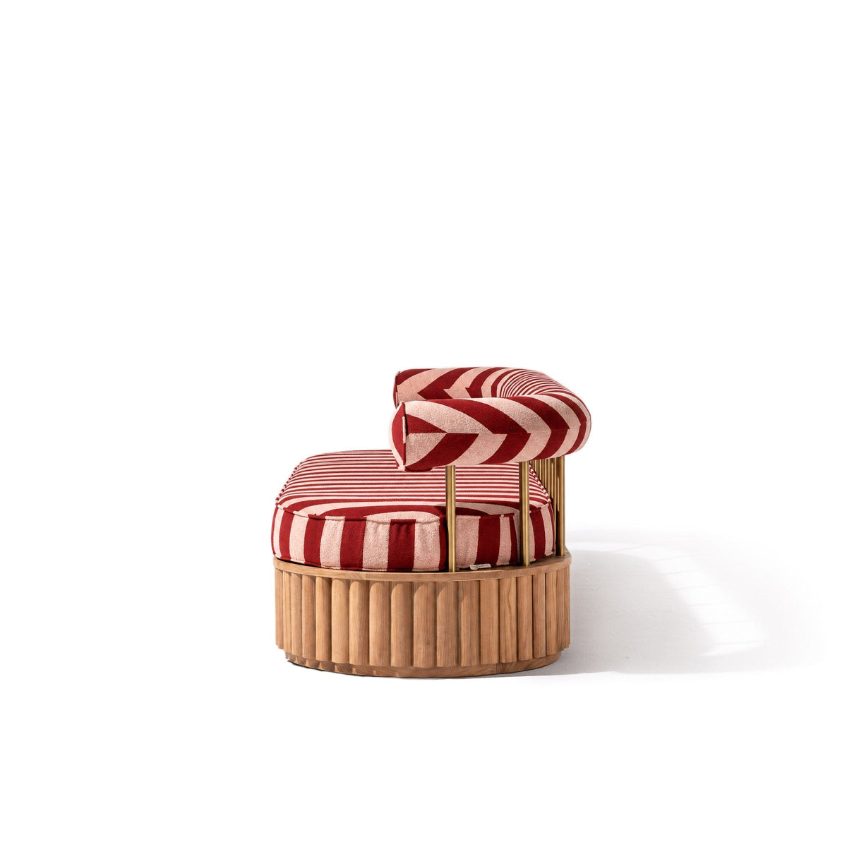 Daisy Sofa in Terry Terracotta Stripe | Teakwood Frame Daisy Sofa Kit Business & Pleasure Co Aus