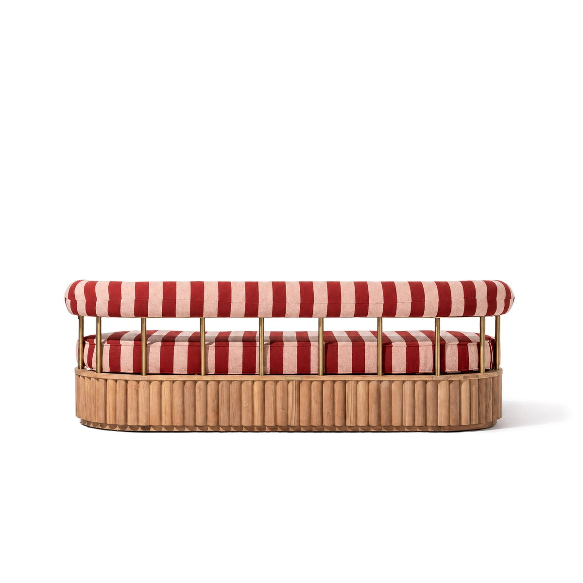 Daisy Sofa in Terry Terracotta Stripe | Teakwood Frame Daisy Sofa Kit Business & Pleasure Co Aus