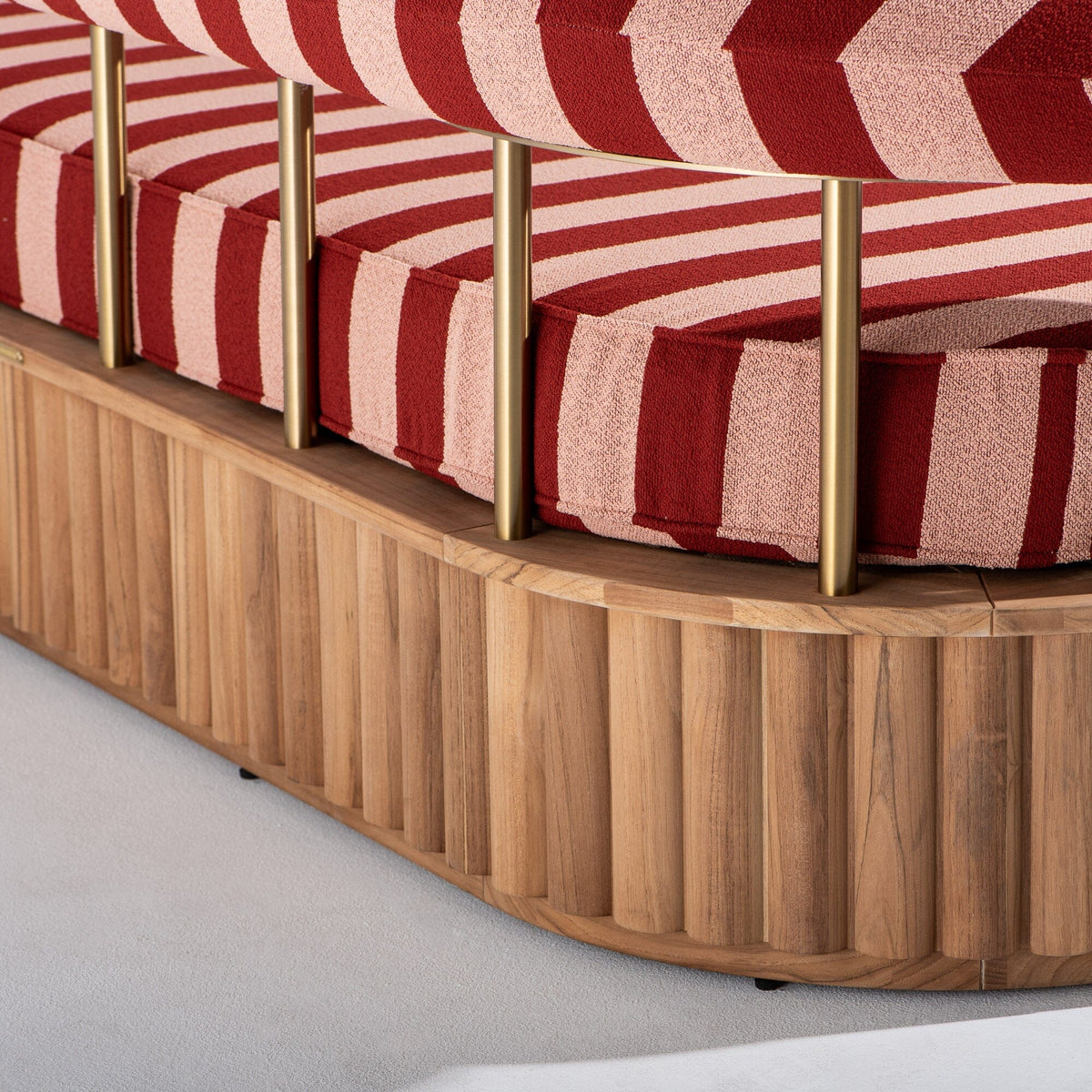 Daisy Sofa in Terry Terracotta Stripe | Teakwood Frame Daisy Sofa Kit Business & Pleasure Co Aus