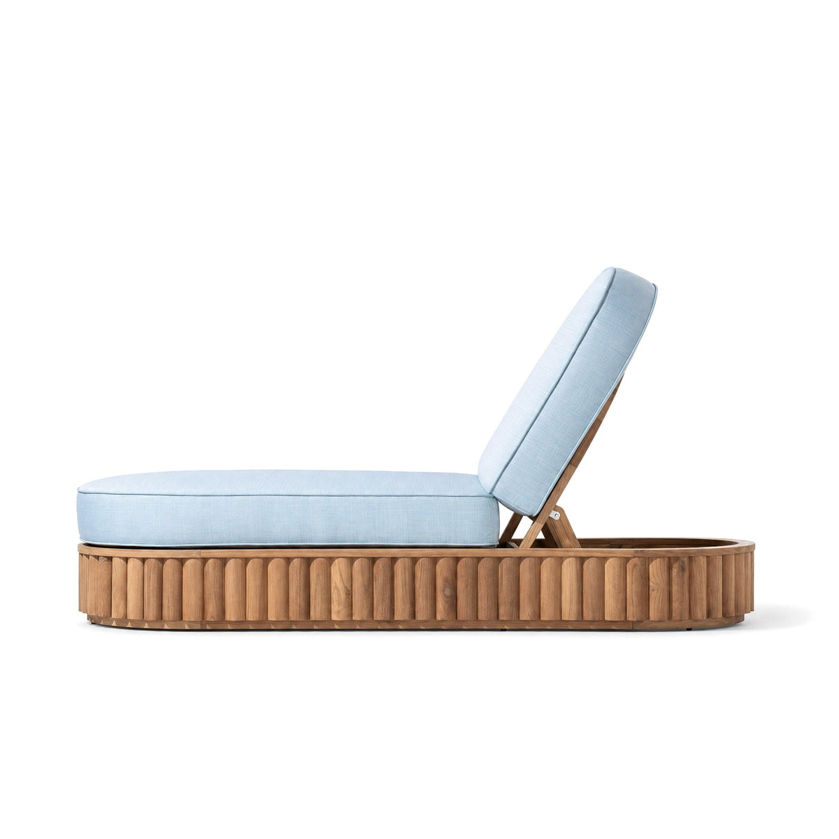 The Daisy Sun Lounger in Sky Blue | Teakwood Frame Daisy Sun Lounger Kit Business & Pleasure Co Aus