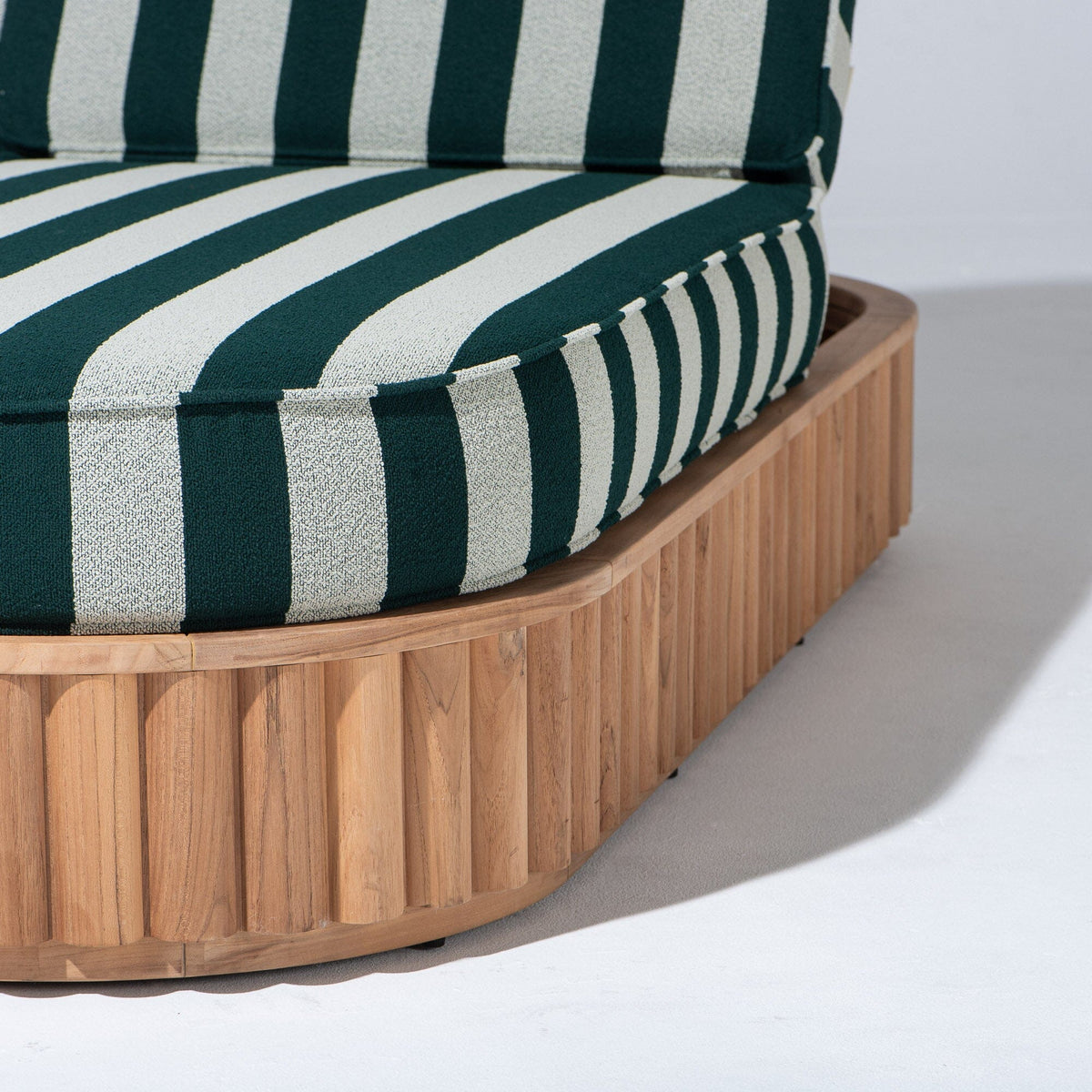 Daisy Sun Lounger in Terry Green Stripe | Teakwood Frame Daisy Sun Lounger Kit Business & Pleasure Co Aus