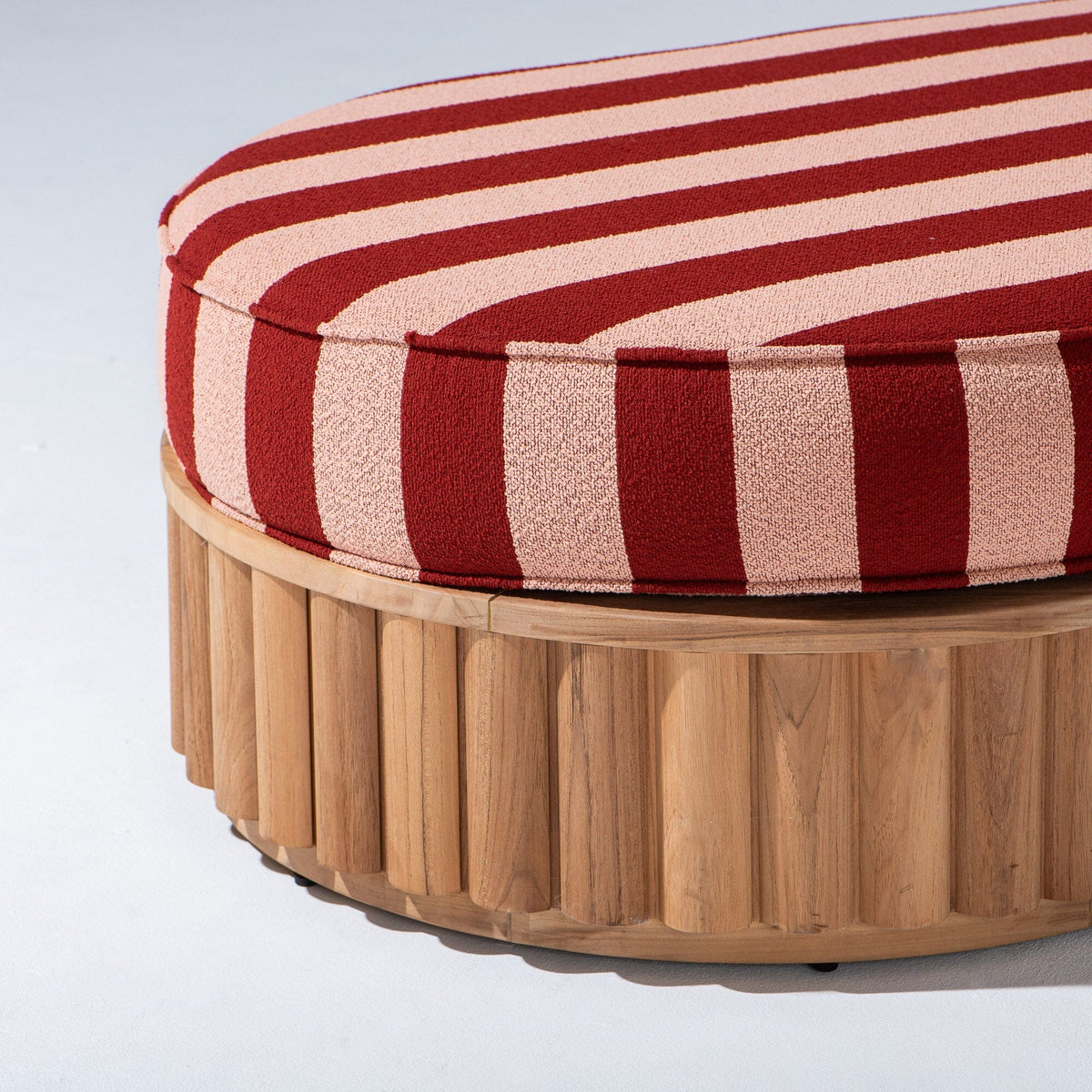Daisy Sun Lounger in Terry Terracotta Stripe | Teakwood Frame Daisy Sun Lounger Kit Business & Pleasure Co Aus