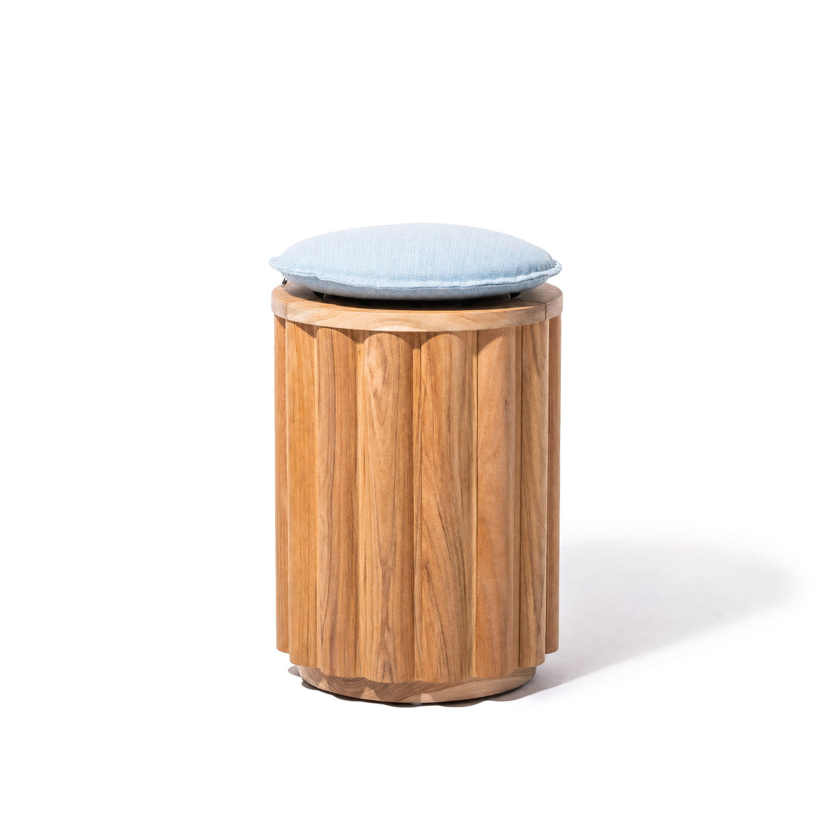 Product image of Daisy Stool in Teakwood | Sky Blue Cushion Daisy Stool Kit Business & Pleasure Co. Aus