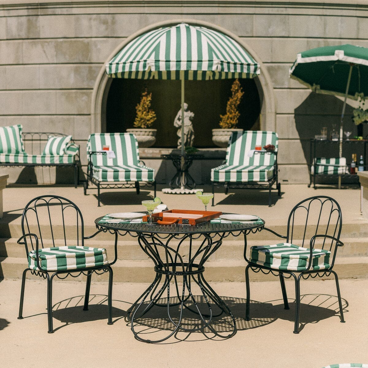 The Al Fresco Dining Chair Cushion - Crew Canyon Green Stripe Al Fresco Chair Cushion Business & Pleasure Co.