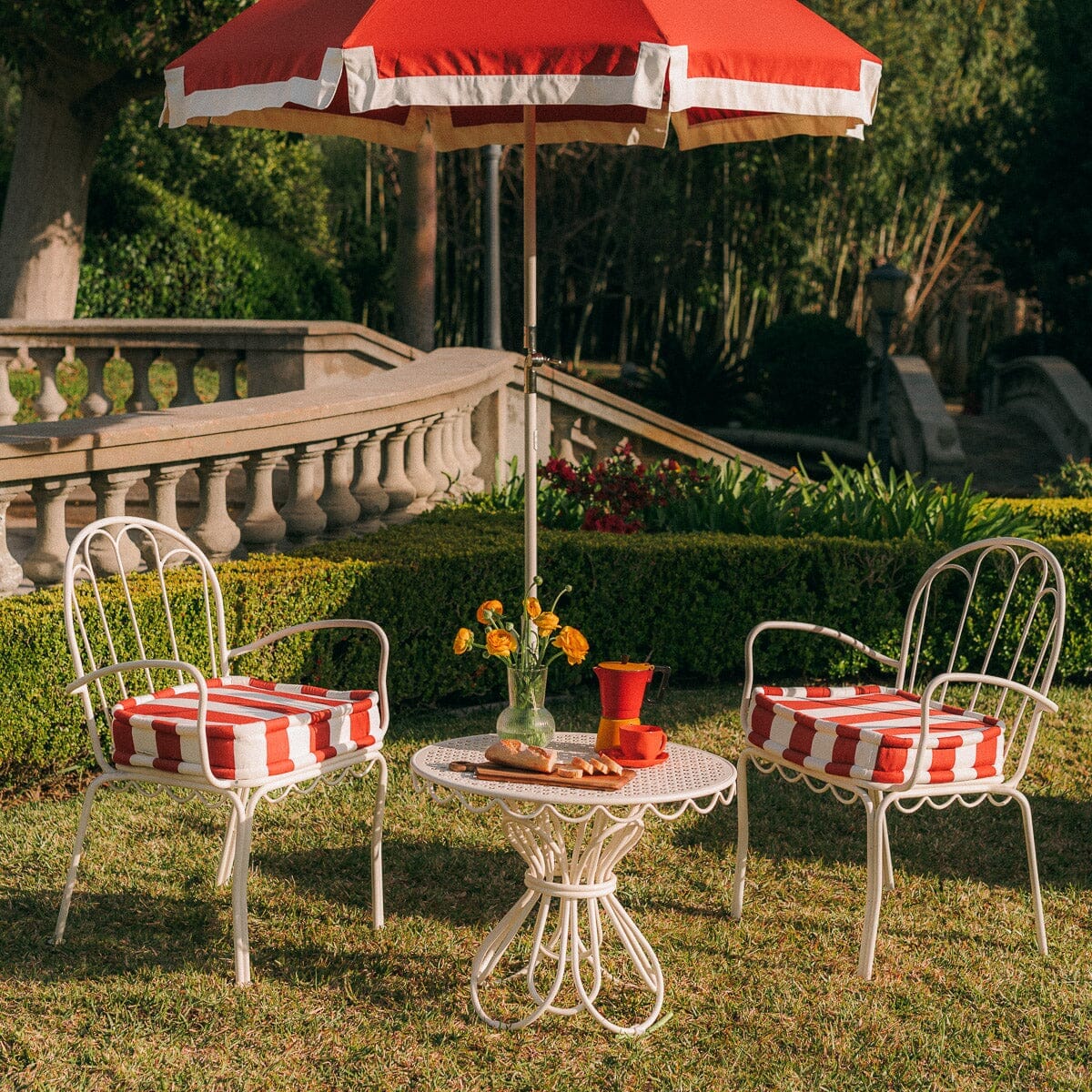 The Al Fresco Dining Chair in Crew Le Sirenuse Stripe | Antique White Frame Al Fresco Dining Chair Business & Pleasure Co Aus