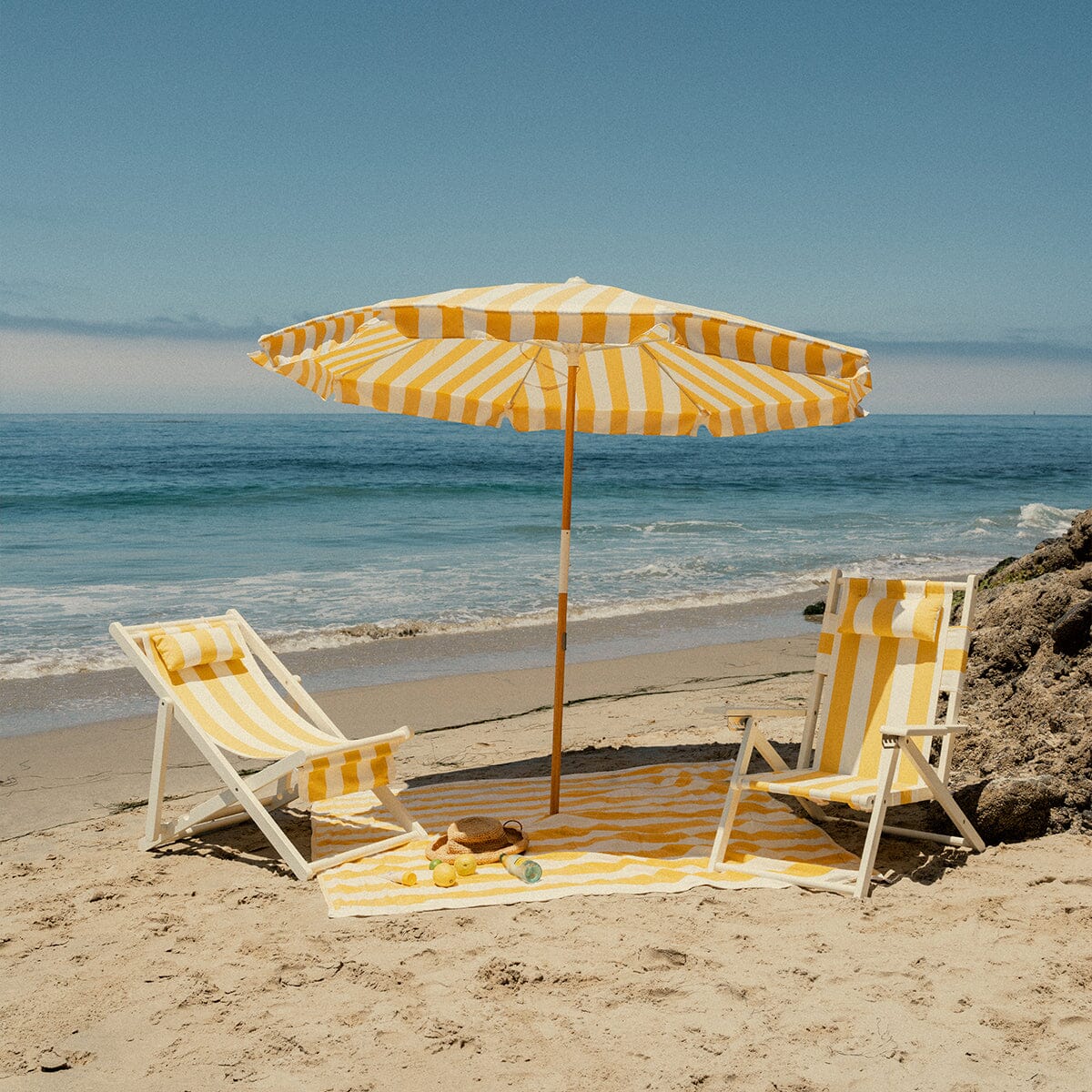 The Amalfi Umbrella - Crew Mimosa Yellow Stripe Amalfi Umbrella Business & Pleasure Co.