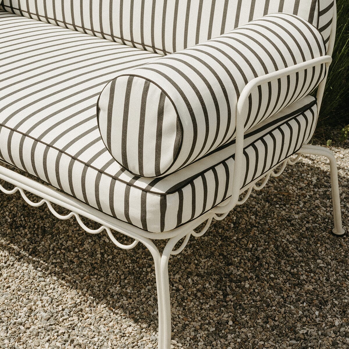 The Al Fresco Love Seat Cushion Cover Set - Monaco Black Stripe Al Fresco Love Seat Cushion Set Business & Pleasure Co.