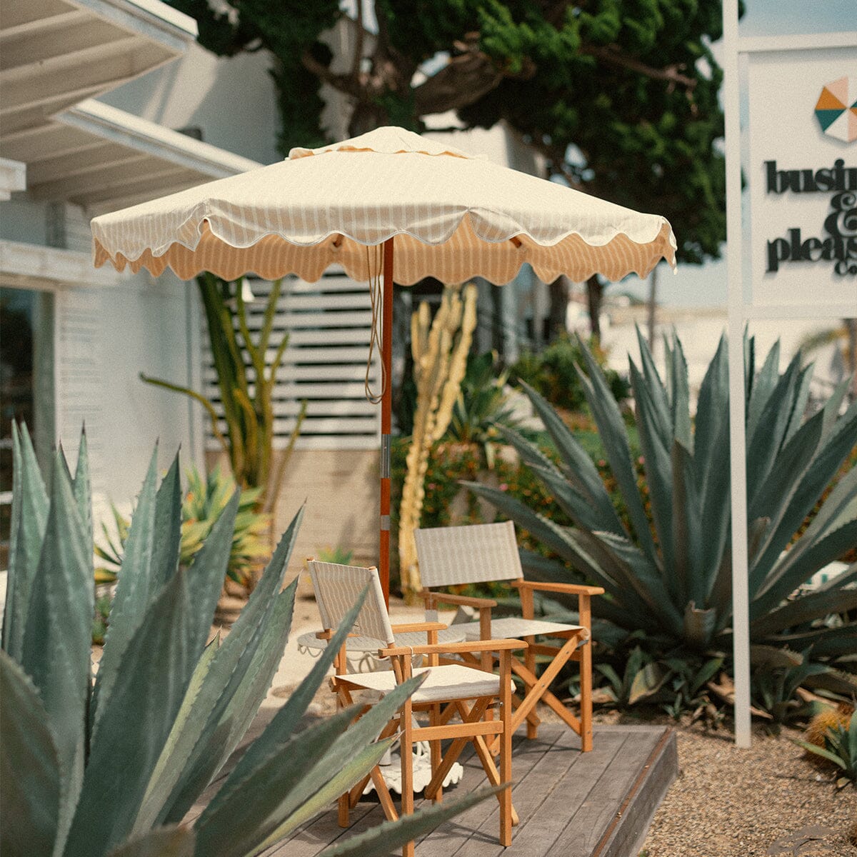 The Market Umbrella - Monaco Natural Stripe Market Umbrella Business & Pleasure Co.