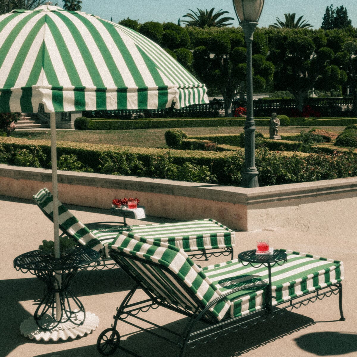 The Patio Umbrella - Crew Canyon Green Stripe Patio Umbrella Business & Pleasure Co.
