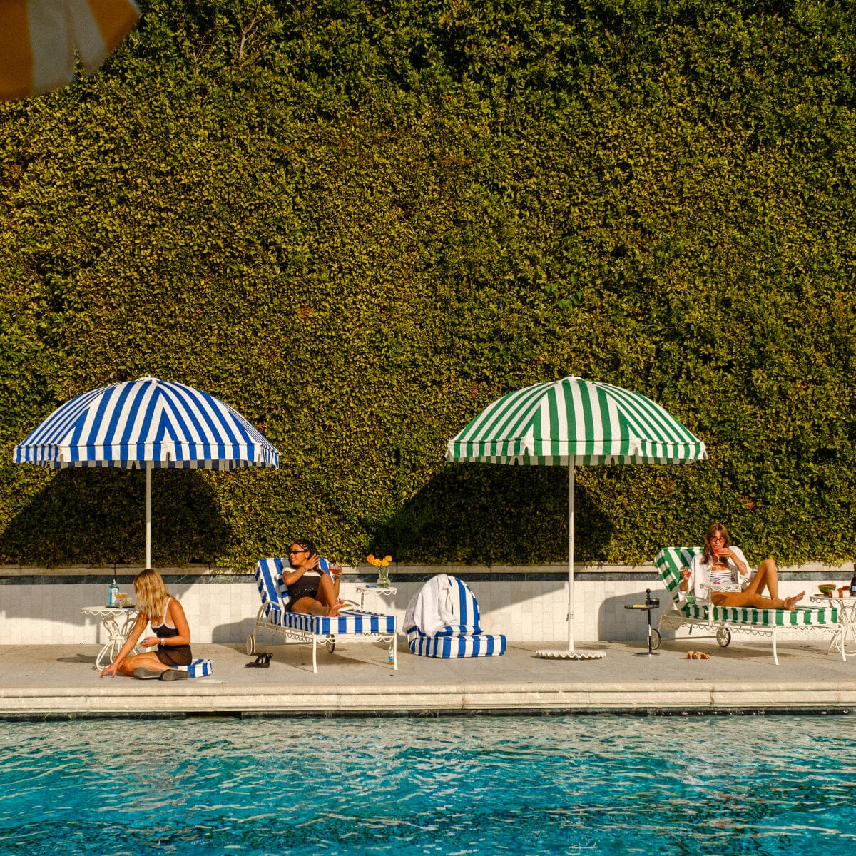 The Patio Umbrella - Crew Canyon Green Stripe Patio Umbrella Business & Pleasure Co.