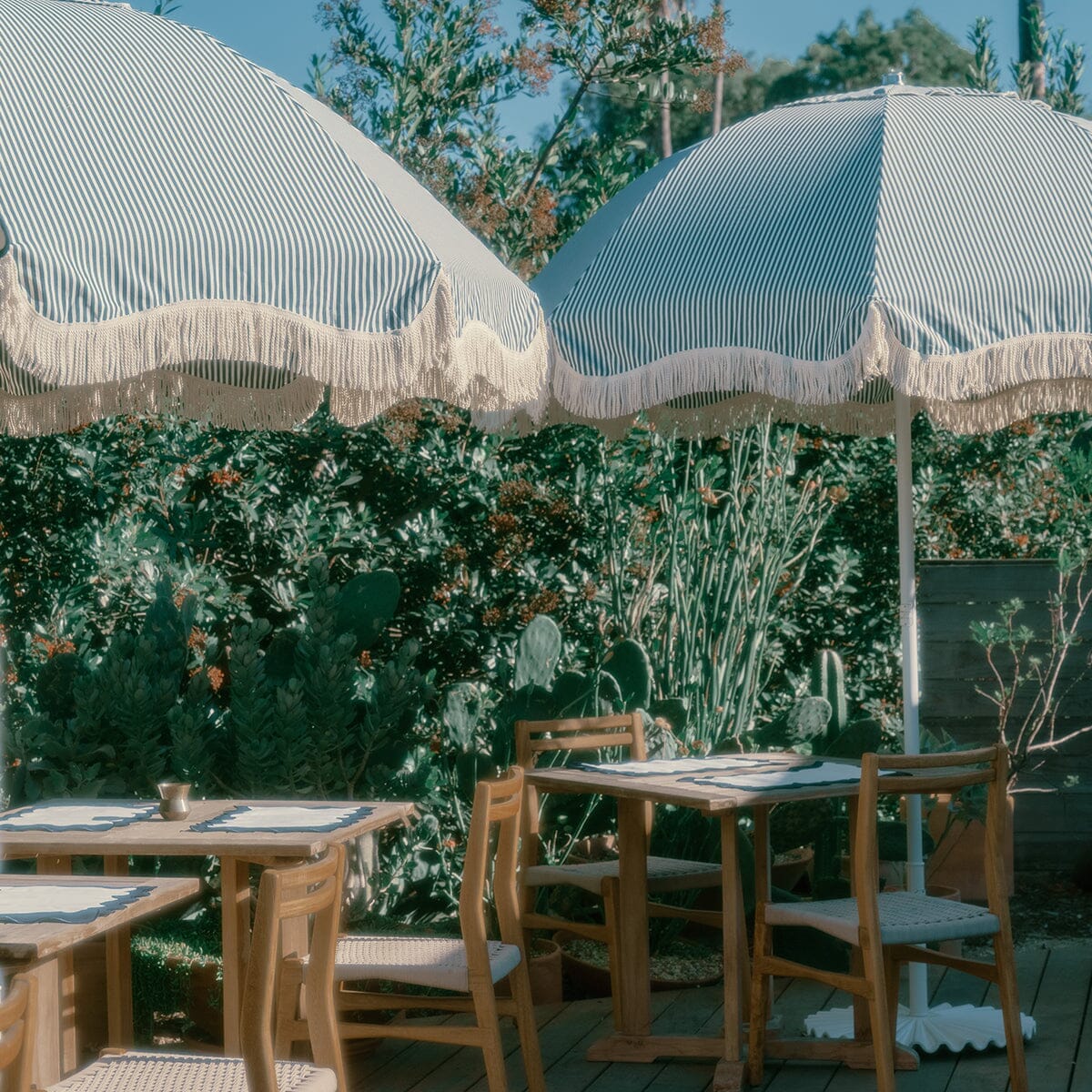 The Patio Umbrella - Lauren's Navy Stripe Patio Umbrella Business & Pleasure Co Aus
