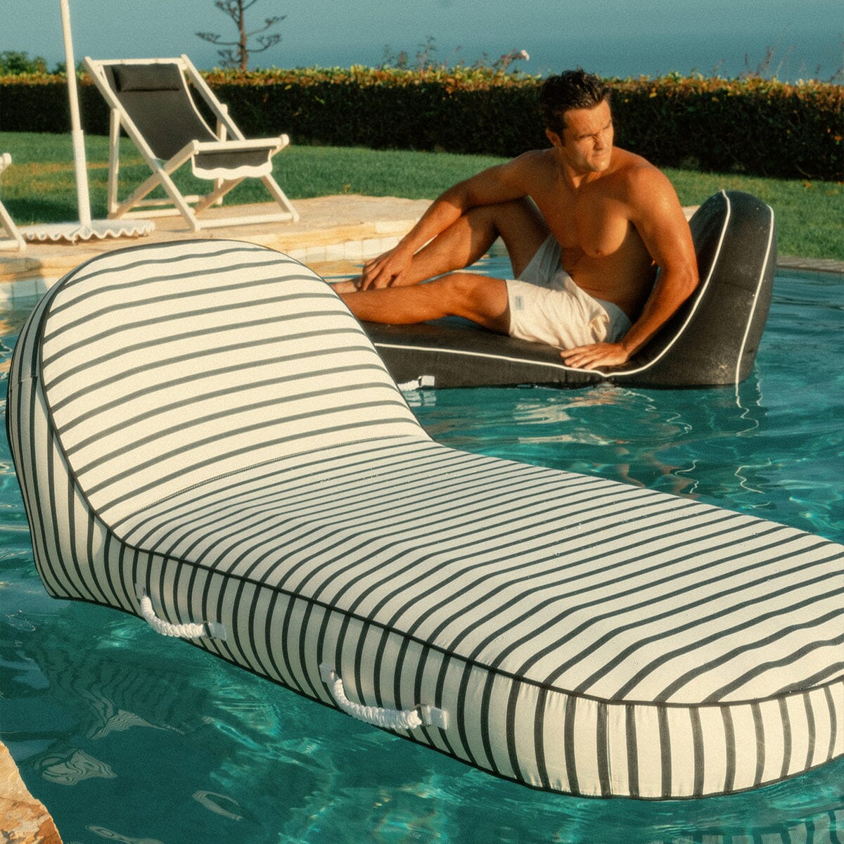 The Pool Lounger - Monaco Black Stripe Pool Lounger Business & Pleasure Co.