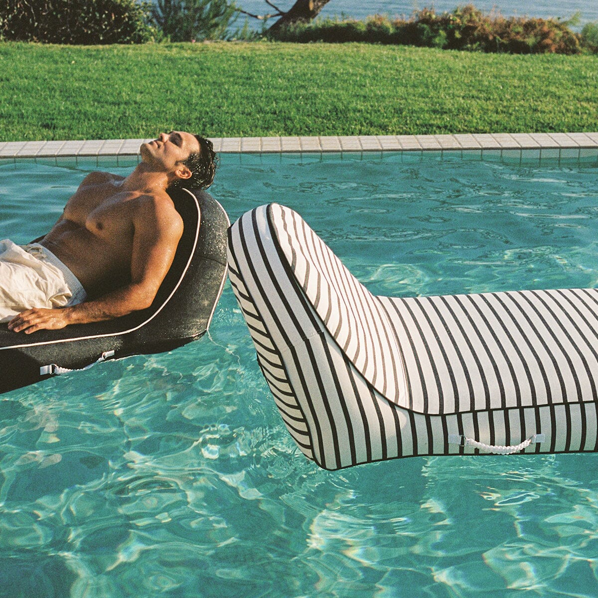 The Pool Lounger - Monaco Black Stripe Pool Lounger Business & Pleasure Co.