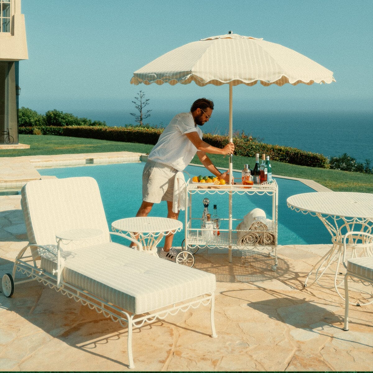 The Al Fresco Sun Lounger Cushion - Monaco Natural Stripe Al Fresco Sun Lounger Cushions Business & Pleasure Co.