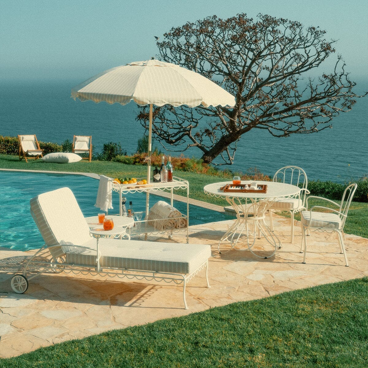 The Al Fresco Sun Lounger Cushion - Monaco Natural Stripe Al Fresco Sun Lounger Cushions Business & Pleasure Co.