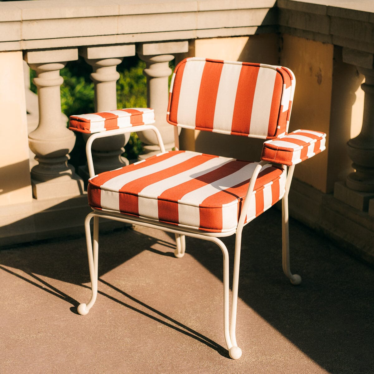The Waterhouse Dining Chair in Crew Le Sirenuse Stripe | Antique White Frame Kit Business & Pleasure Co.