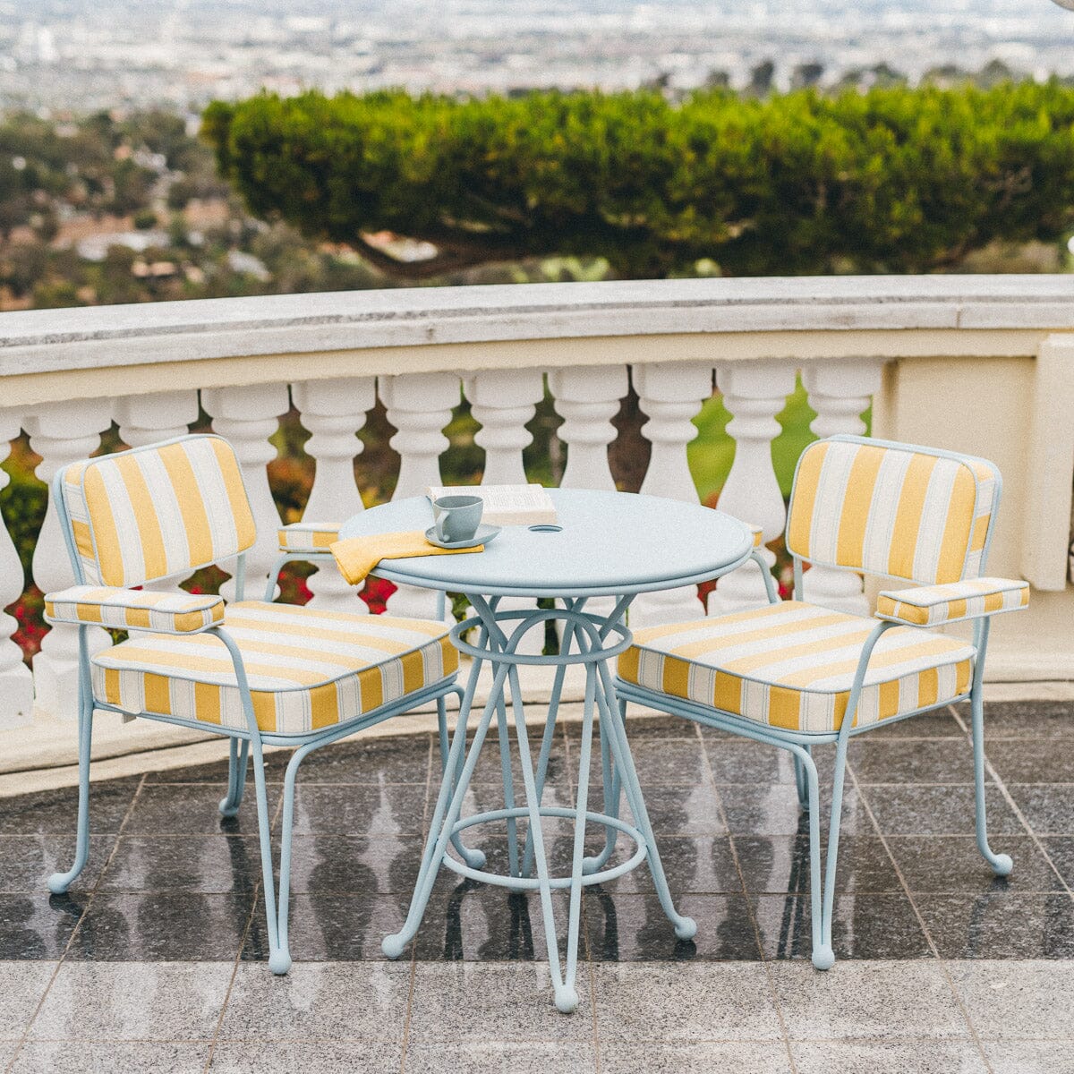 The Waterhouse Dining Chair in Tuuli Stripe Yellow | Powder Blue Frame Waterhouse Dining Chair Kit Business & Pleasure Co.