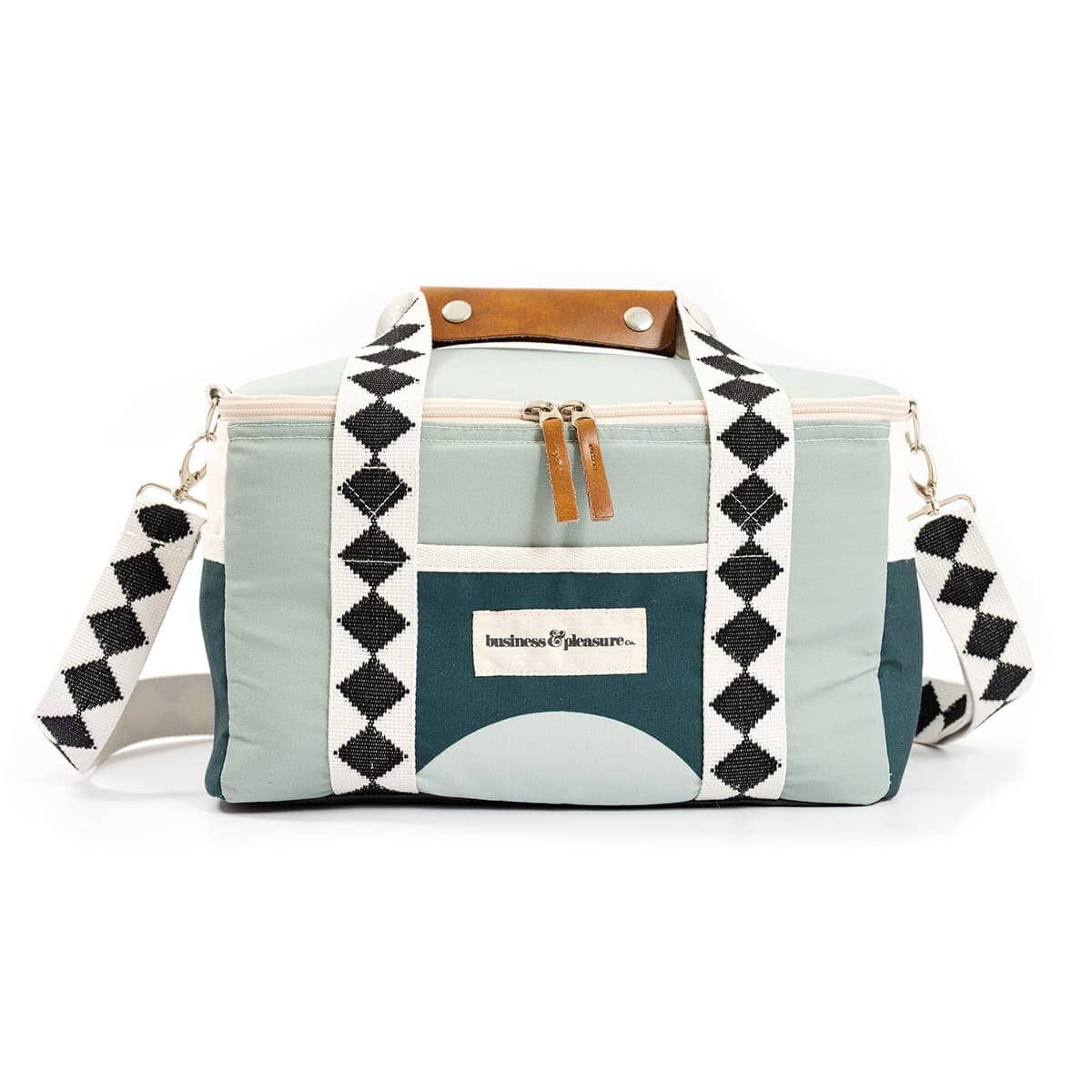 green diamond cooler bag on white background