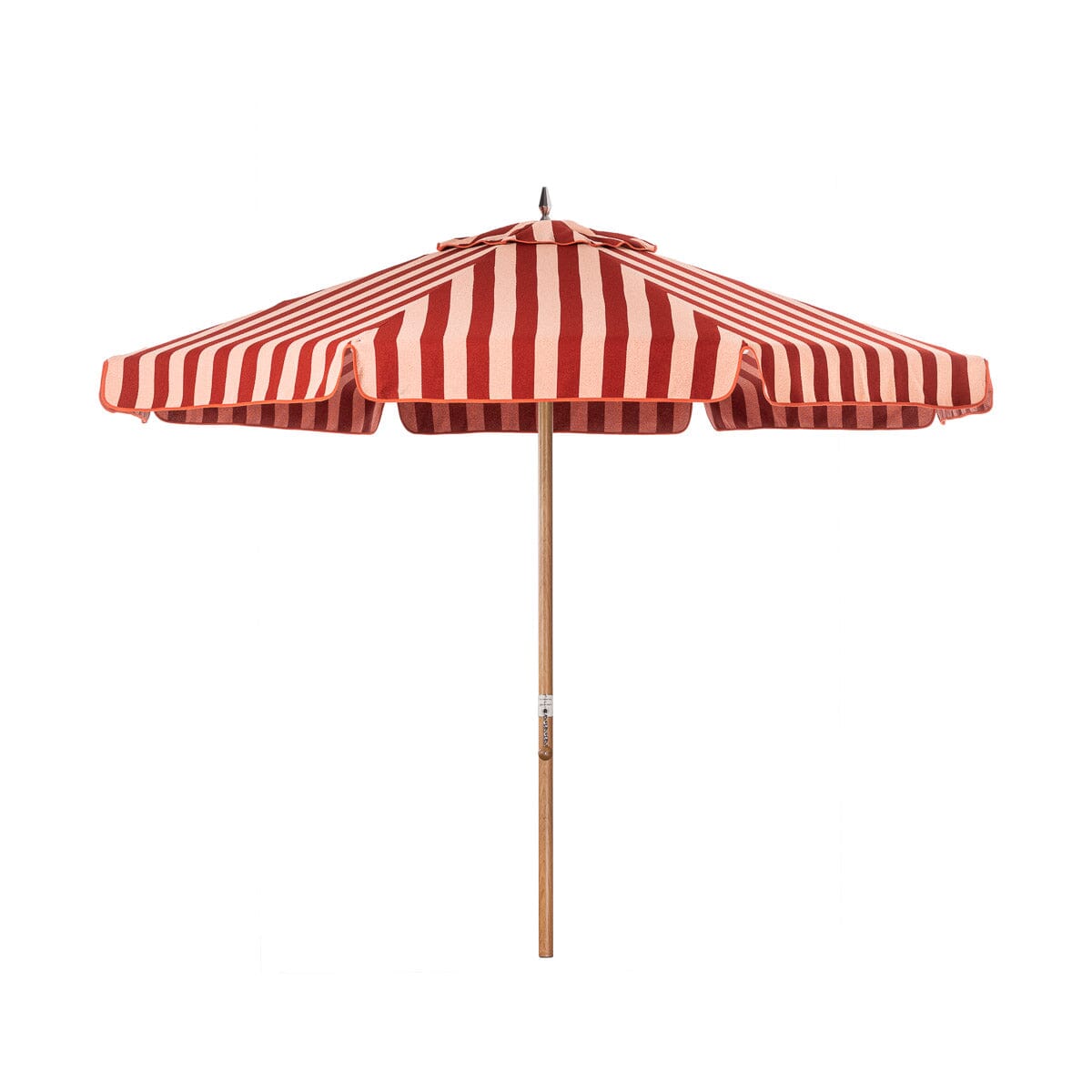 The Resort Market Umbrella in Terry Terracotta Stripe | Transfer Teak Frame Resort Market Umbrella Kit Business & Pleasure Co Aus